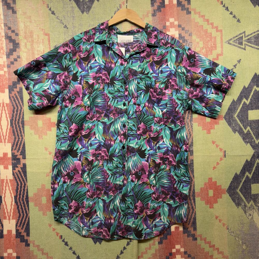 Casey and Max Vintage Floral  Button Down Shirt Large 90s
